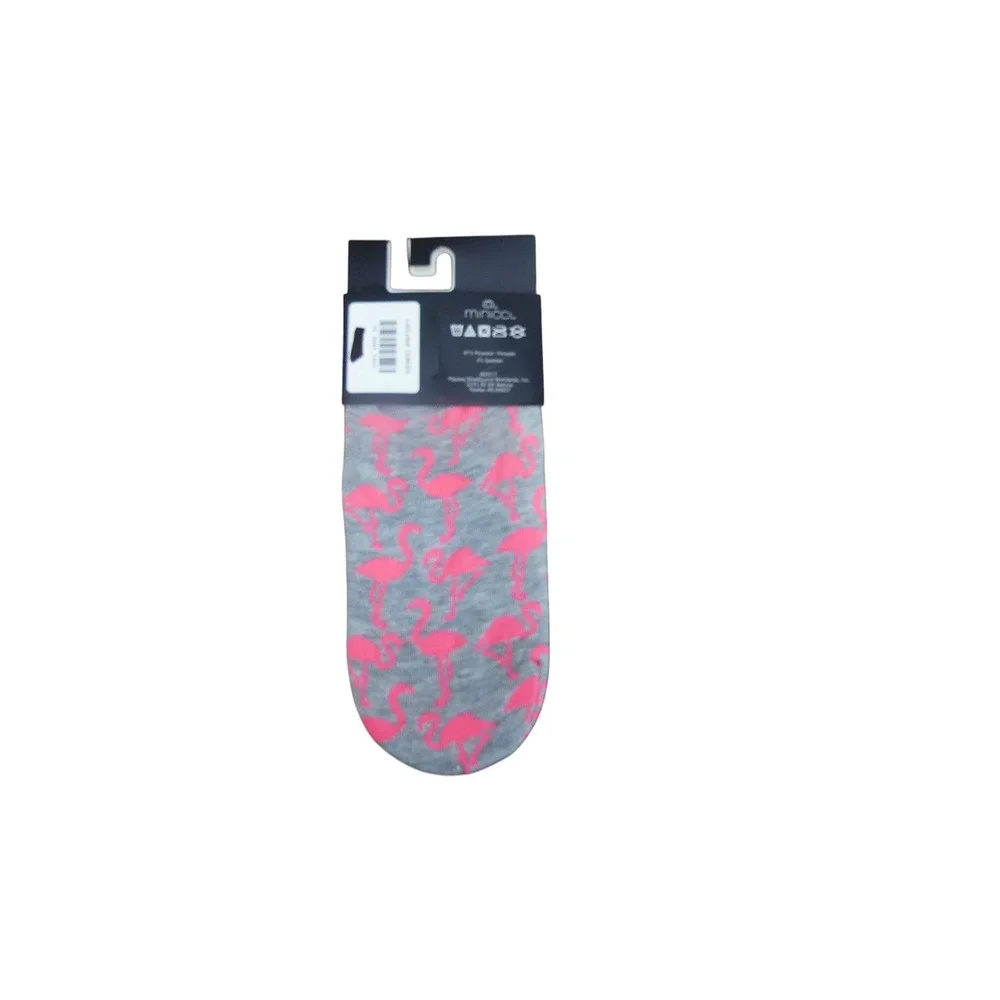 Minicci Liner Socks Womens M/L Gray Flamingo Print No Show 1 Pair